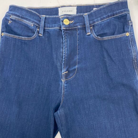 Frame Women's High Rise Le High Straight Raw Edge Denim Jeans Blue Size 27 - Picture 4 of 16